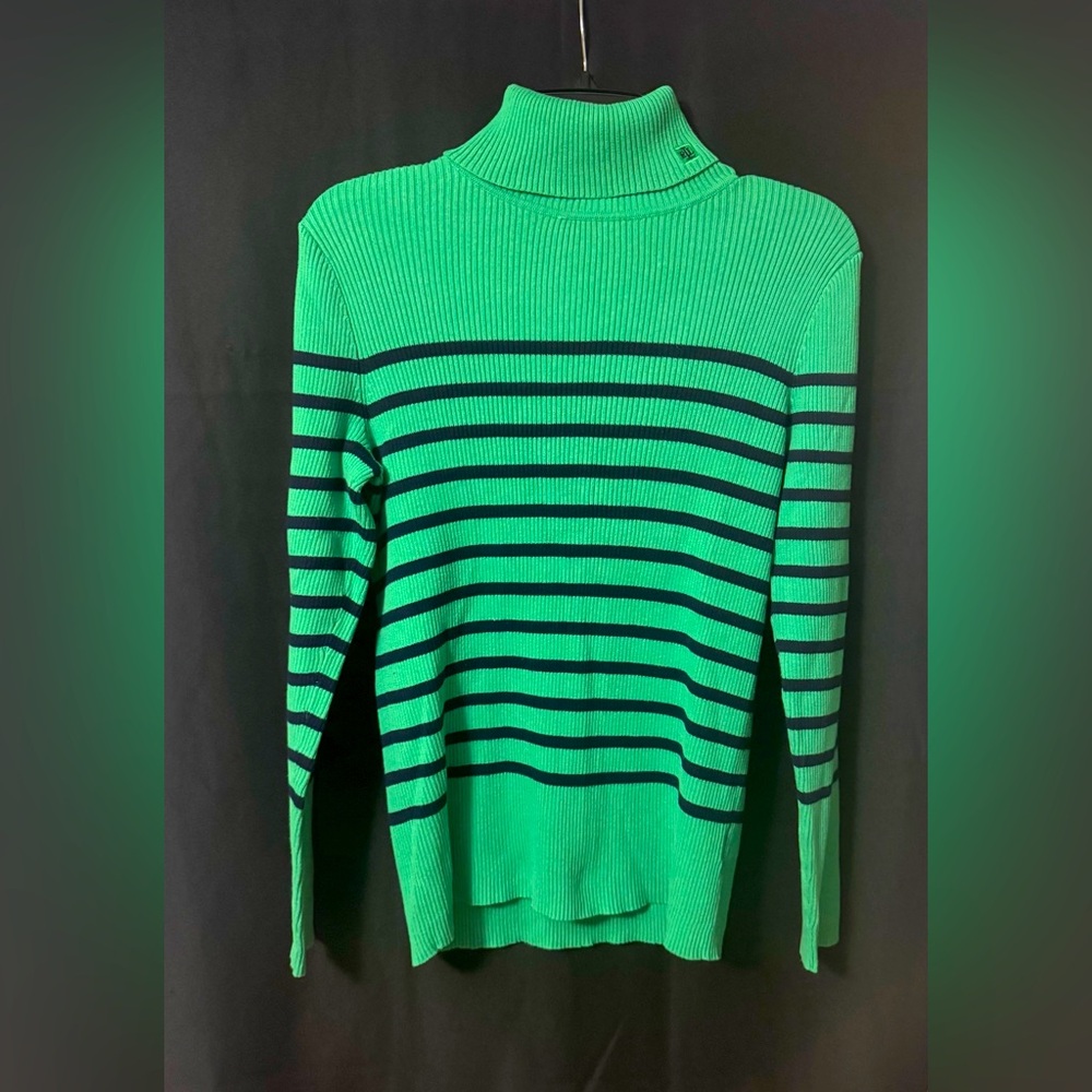 Ralph Lauren Kelly Green & Navy Women’s Cowl Neck Sweater